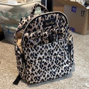 Itzy Ritzy Black and Cream Leopard Backpack